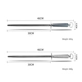 Dimensions du fusil à aiguiser : 46 cm hors tout, tige de 30 cm