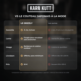 Comparatif Karn Kutt : Le Grizzly face au couteau japonais à la mode, garantie à vie, lame forgée, usage barbecue